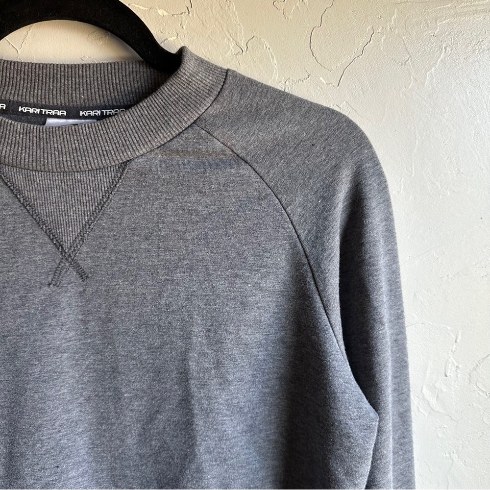 Kari Traa Gray Raglan Sleeve Crew Neck Sweatshirt Pullover Activewear Athleisure - Picture 4 of 13